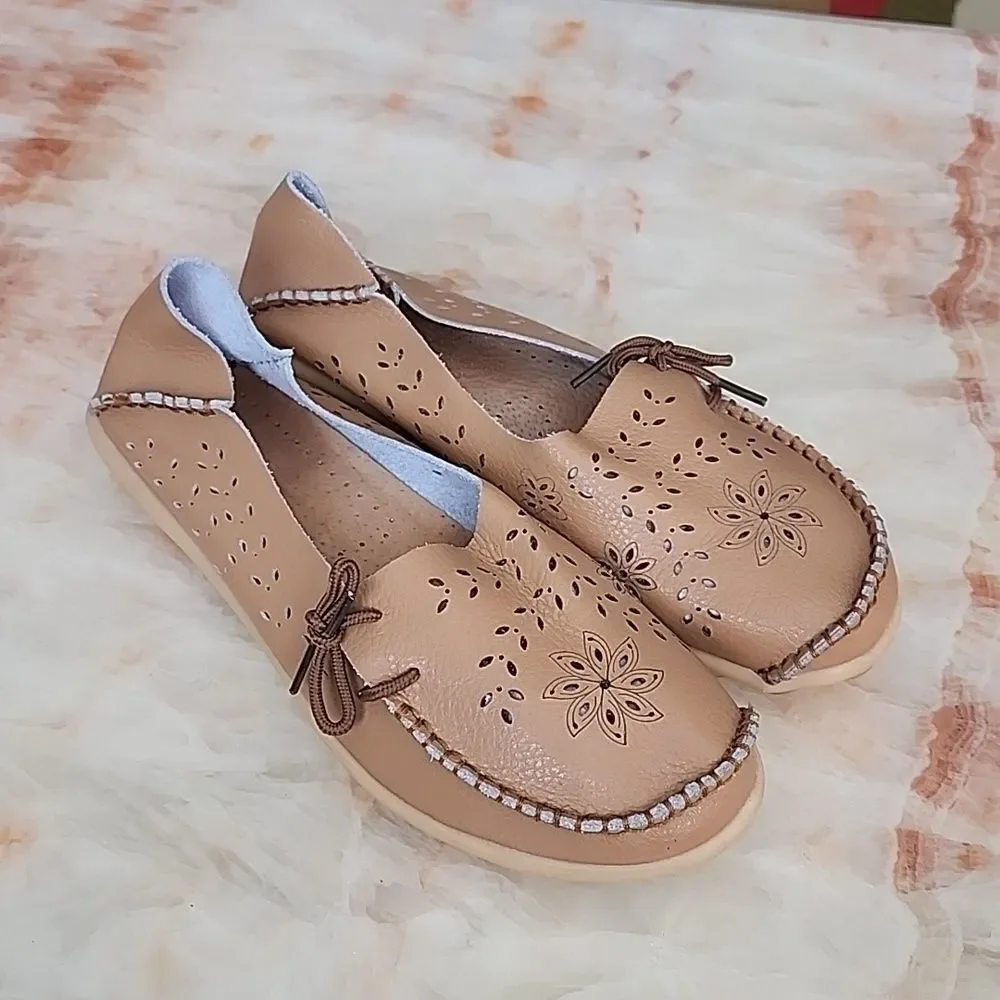 Khaki Leather Loafers